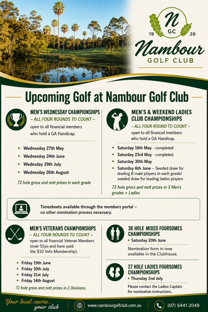 Upcoming Championships - Nambour Golf Club